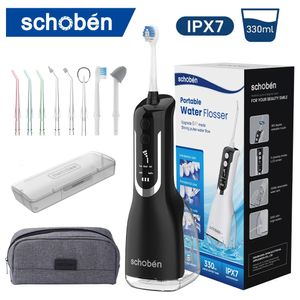 Other Oral Hygiene Schoben Oral Irrigator Portable Dental Water Flosser IPX7 Waterproof Rechargeable 5 Modes Teeth Cleaner 330ML Dental Water Jet 231120