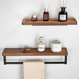 Bathroom Shelves Walnut Wood Corner Shelf Bathroom Towel Rack Home Organization and Storage Rectangle Shelves Bathroom Accessories Storage 230421