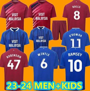 23 24 Cardiff Futebol Jerseys City Ramsey 23 24 O'DOWDA 2023 2024 ROBINSON RINOMHOTA ETETE TANNER WATTERS Camisas de futebol homens kit infantil RALLS ADAMS WINTLE SAWYERS