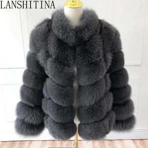 Pur Faux Fur Style Real Coat Real Coat Women Autumn e Winter Fur Jacket Natural Fox Fur Stand Gollar Sleeves destacável 231121