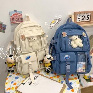 School Bags 2023 Korean Preppy Backpack Waterproof Nylon Student Backpacks For Teenagers Girls Boys Cute Kawai Style