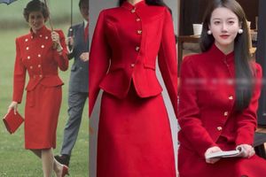 china red 2 pieces set Blazer + Mini Skirt Suit party dress Luxury Hand MadeShort Mini for Girls Short Jacket summer