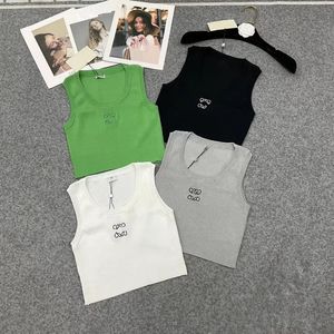 Womens T-shirt Anagram e Crop Tank Designer Top t Shirts Women Knits Tee Knitted Sport Tops Lowewe Woman Vest Yoga Tees Green Size l