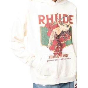 Designer Clothing Hoodies Sweatshirts 2022 Autumn Winter New Rhude Fashion High Street Fruit Letter Print Loose Relaxed Hooded Sweater Men Women Wholesale