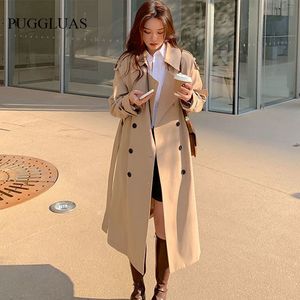 Женские траншеи Coats 2023 Весна Женщина Long Fashion Corean Streetwear Свободная плащ. Случайный элегантный хаки черный взрывов 230421