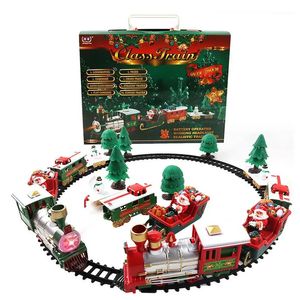 壁の装飾クリスマストレインセットツリーの3インチの1つのクリスマスエレクトリックおもちゃ列車クリスマスバッテリー操作クラシックトイ231121