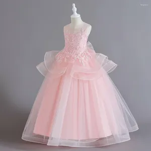 Girl Dresses 5-14 Years Girls Birthday Party Gowns Tutu Kids Princess Pageant Embroidery Flower Bridesmaid Dress Junior Teenager