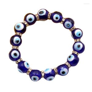 Dekorativa figurer turkiska lyckliga onda ögonarmband 10mm blå hartspärla armband män kvinnor handgjorda charm smycken etnisk stil gåva