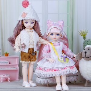 Dolls 12 Inch BJD Doll 22 Movable Joints 16 Makeup Dress Up Color 3D Big Eyeball Dolls with Fashion Clothes for Girls DIY Toy 230420