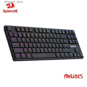 Keyboard Redragon Anubis K539 RGB Super Slim Mechanical Gaming Klawiatura USB Obsługa USB Bluetooth Wireless 2.4G 3 Tryb 87 Klawisze dla komputerów PC Q231121