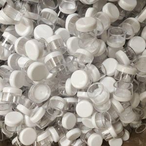 30 Gram 30 ML 1 Ounce Round Clear Empty Refillable Jars with WHITE Screw Cap Lid for Storing Travel Toner, Moisturizer, Lotion, Ointmen Pqmv