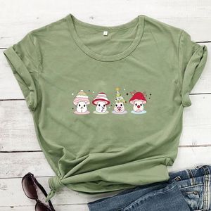Camisetas femininas Cogumelos de Natal T-shirt Bonito Cogumelo Merry Tees Mulheres Trendy Casual 90s Top Estético