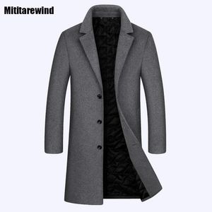 Misturas de lã masculina jaqueta de inverno para homens clássico causal commute meados longo casaco engrossado cinza 50 moda coreana casaco quente 231120