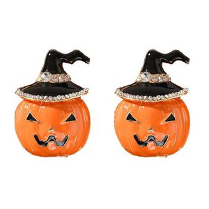 Charm Europe och USA: s gränsöverskridande Halloween Creative Hat Pumpkin Ear Pin Cartoon Funny Personality Simple Earri Dhgarden Dhzvi