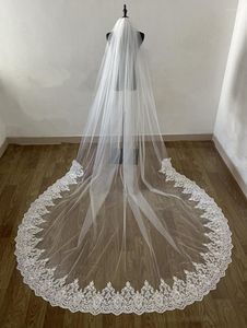 Bridal Veils Real Po 3m One Layer White Ivory Half Lace Cathedral Wedding Veil With Metal Comb