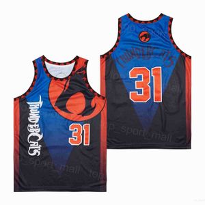 Filme Basketball Thundercats Jerseys TV University High School for Sport Fãs retro respirável Pullover da faculdade da faculdade da universidade Blue Shirt Hiphop