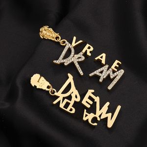 Charm örhängen guld designer charm varumärke högkänsla diamant sier pläterade brev örhängen smycken gåva bröllop festtillbehör