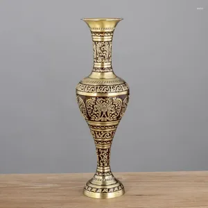 Vasos Metal Flor Vaso Vintage Home Decor Estanho Cor Mesa Arte Decoração Artesanato Antigo Esculpido