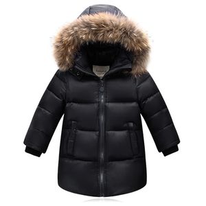 Jackets Nature Fur Winter Down Jacket For Boys Coats Flickkläder Barnkläder förtjockar Ytterkläder Parka Kids 80-160cm 231120