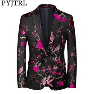 Party Show sweat suits for men Blazers Fashion Jacquard Woodpecker Suit Stage Performance Banquet Casual Slim Fit Single Wests