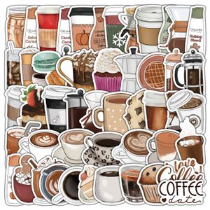 Pack med 50 st Partiale Coffee Stickers Waterproof No-Duplicate Water Bottle Notebook Skateboard Bagage Phone Case Car Decals Kids Toys Dropshipping