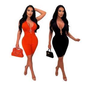 Lace Up One Pieces Rompers designer Halter Deep V Cut Playsuits Short Bodycon Jumpsuits Casual Summer Outfits women clothing free shipping 9760
