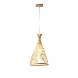 Lampade a sospensione Rattan Bamboo Lampadario in legno fatto a mano Ristorante Illuminazione Attico E27 Cucina all'ingrosso