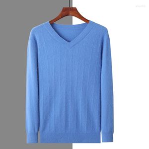 Męskie swetry wysokie luksusowe Chińsko-Chic Bloom Mink Cashmere Silny sweter na jesienne/zimowe pulloczyk dekoltowy