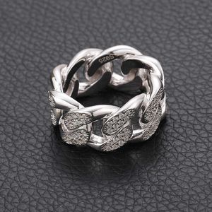 Luxury Men Iced Out Moissanite Diamond Ring 925 Sterling Silver Cuban Ring