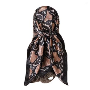 Sciarpe Donna Sciarpa da donna Vintage Pelle di serpente Stampa Scialle Stola Hijab Avvolge Bandana in seta sintetica Fascia quadrata 35