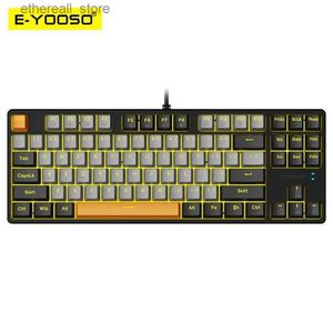 Keyboards E-YOOSO Z87 USB Mechanical Gaming Wired Keyboard Red Blue Switch Monochrome LED Backlit 87 Key Gamer for Computer laptop Q231121