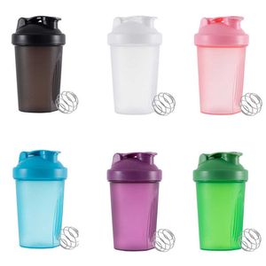 Muggar 400 ml Blender Shaker -flaska med rostfritt visp Ball BPA gratis plastprotein Shakes läcksäker för pulverträning Gymsport Z0420