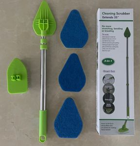 The latest accessories retractable long handle triangular brush floor brush ceramic tile brush cleaning sponge brush support for customized logo