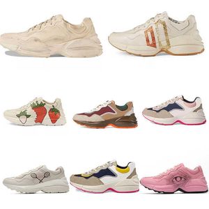 Sıradan Ayakkabı Sneakers Erkek Eğitmenler Platformu Bayan Ayakkabı Tasarımcıları Sneaker Lüks Tasarımcı Vintage Luxurys Chaussures Rhyton Bej