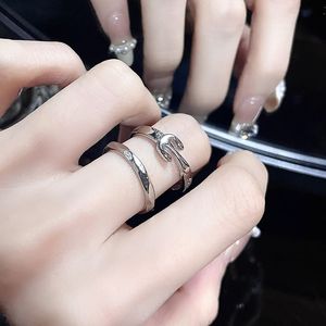 matching rings stars niche design feeling ring combination of male female of French star fold wear senior feels sweet couples with the index finger ring 02