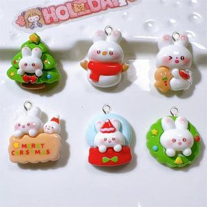 Uroki 10pcs kawaii świąteczna żywica świąteczna urocza torba na klawisze wiszka wisiorek materiał DIY kolczyki naszyjnik