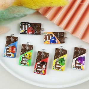 Charms apeur 10st chokladharts för smycken tillverkar örhängen tillbehör flatback snackspendants