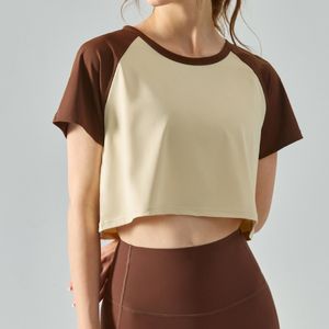 ルルウォメンヨガスポーツトップルーズスピードドライヨガ半袖Tシャツフィットネス服