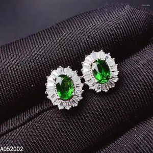 Stud Earrings KJJEAXCMY Fine Jewelry Natural Diopside 925 Sterling Silver Women Gemstone Ear Studs Support Test Beautiful