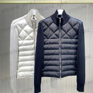 Men's Down Parkas Men's Stand Collar Wool Knitted Splicing Down Jacket Basic Coat Business and Leisure Autumn and Winter New 2022 T231121