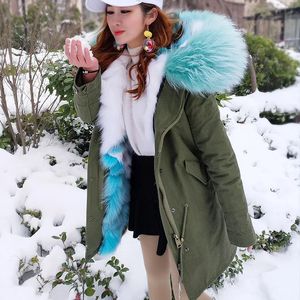 Women's Fur Faux MaoMaoKong 2023 Real Coat Hooded Woman Winter Parkas Natural Collar Warm Jacket Removable Lining Female Clothing 231121