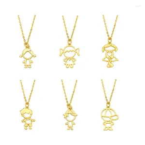 Pendant Necklaces 2023 Cute Boy Girl Personalized Gold Color Neck Chain For Friend Couple Friendship Jewelry Gift