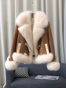 Womens Fur Faux Winter Clothes Women Korean Fashion Goose Down Coat med lyxig rävkrage Tjocka varma jackor 231112