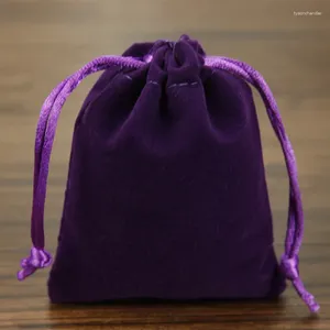 Jewelry Pouches Bags 8x10cm Wholesale Drawstring Velvet Christmas Valentines Gifts 50pcs/lot Black/Blue/Red/Purple