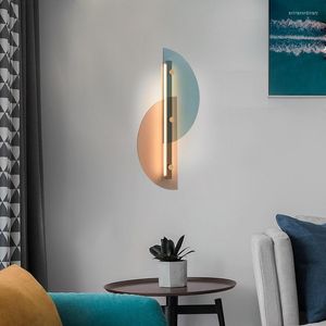 Lampa ścienna LED Nordic Art salon Tła ściany Pasaż El poziomy modelka łóżka prosta szkło