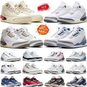 OG Designer jumpman 3 basketball shoes Men Women Genuine Leather UNC White Cement Jumpman 3s Basket Sneakers Wizards Fire Red Outdoor Sports Trainers