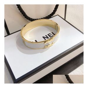 Bangle Design Gold Bracelet For Women Luxury Brand Gifts Cuff Black Love 18K Romantic Girl Spring Jewelry Stainless Steel Drop Deliv Dh4Rk
