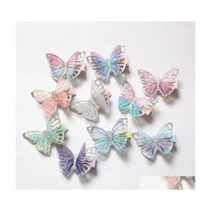 Hair Accessories Baby Butterfly Design Clips 20Pcs/Lot Cute Kids Novelty Wholesale Gauze Glitter Princess Drop Delivery Maternity Dhyqz