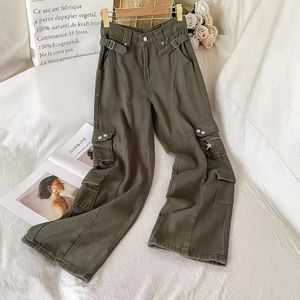 Women's Pants Capris Brown Cargo Pants Women American Style Vintage 90s Y2k Streetwear Fashion High Waist Design Baggy Straight Wide Leg Casual Pants 230421