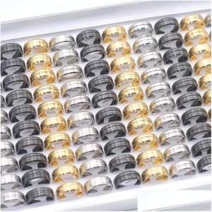 Anelli Coppia Bk Lots 50Pcs Classic Band Acciaio Inossidabile Mix 8Mm Taglia 1721 Donna Uomo Fascino Moda Amanti Anniversario Dhgarden Dhdf5